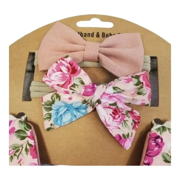 Boho Vintage Inspired Reversable Baby Bib with Matching Headbands Baby G… - Picture 3 of 10